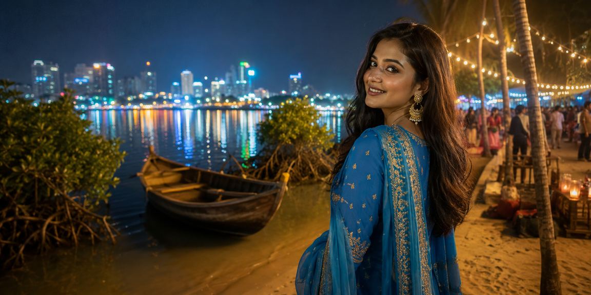 ঢাকায় সালোয়ার-কামিজ পরা তরুণী মোবাইল অ্যাপে বেটিং অডস দেখছেন